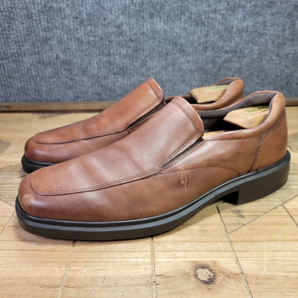 ecco‎ Helsinki 2 Men's Leather Slip-on Shoes Size US 12, EU 46 Brown Loafers